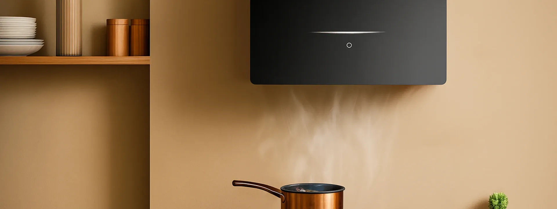 A sleek touch control hob integrated into a modern kitchen countertop.