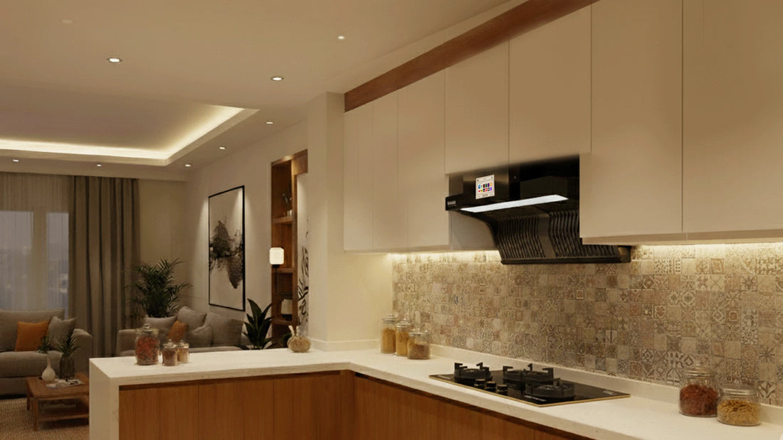 Kitchen layout design showcasing modern cabinets and efficient workspace. 