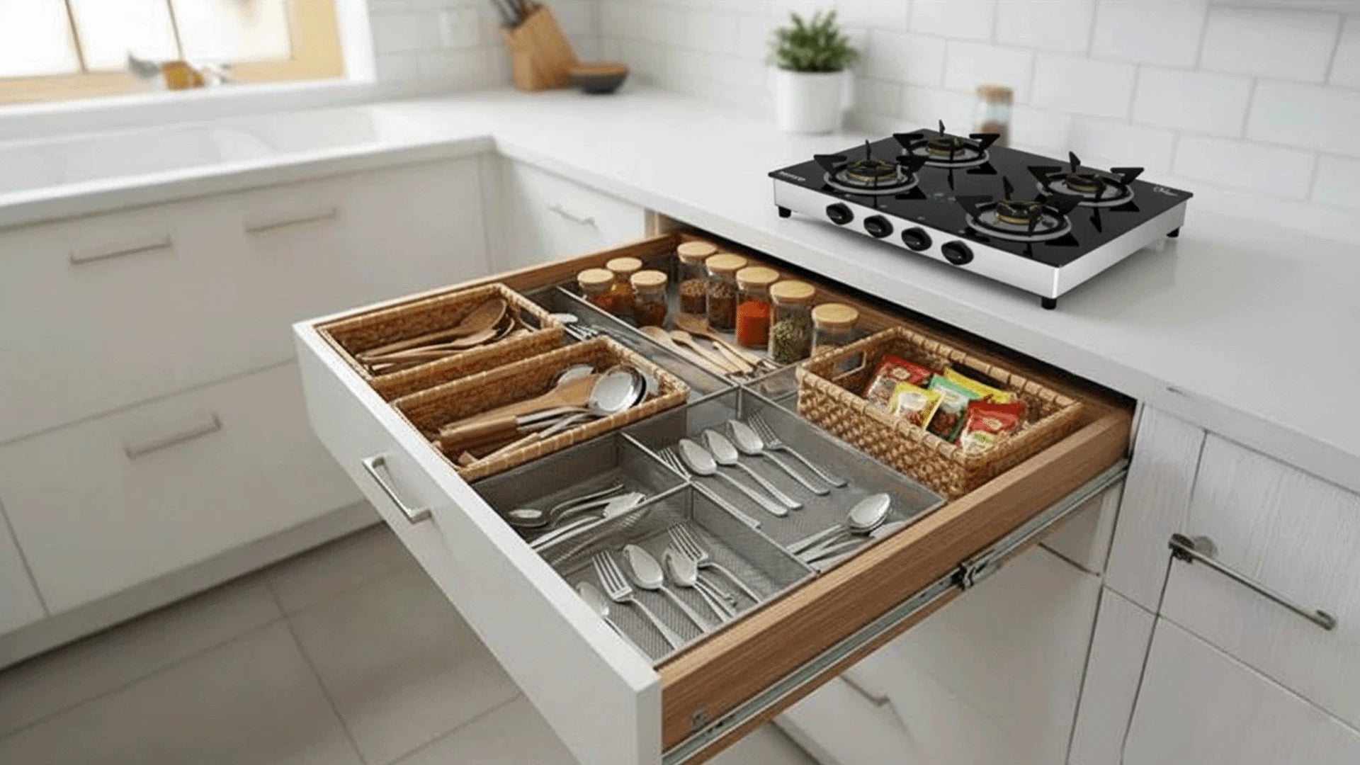 How to Organize Your Kitchen Drawers with Baskets 